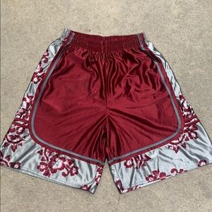 Maroon Hawaiian Basketball Shorts